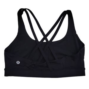 Lululemon Bra Energy Sports Bra Black Medium Support Cross Strap Full Cover sz 8